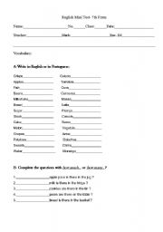 English worksheet: Mini-Test