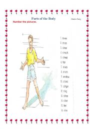 English Worksheet: Parts of the Body