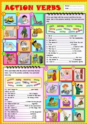 English Worksheet: Action verbs