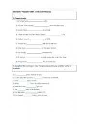 English worksheet: Present simple , Present continuous revision.