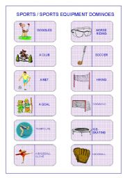 English Worksheet: SPORTS/SPORTS EQUIPMENT DOMINOES