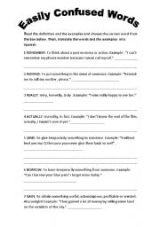 English Worksheet: Easily confused words