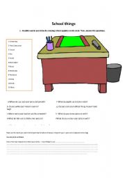 English Worksheet: School things