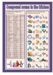 English Worksheet: Compound nouns in the kitchen (keys)