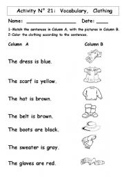 CLOTHING WORKSHEET 