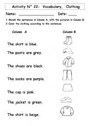 English Worksheet: CLOTHING WORKSHEET 