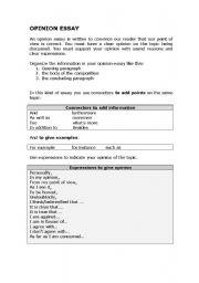 English Worksheet: Giving personal opinion