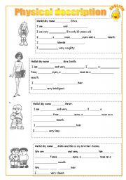 English Worksheet: Physical description 1 / 2