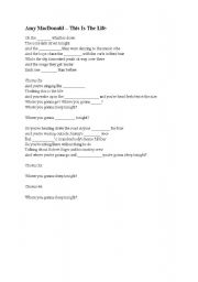 English Worksheet: FILL IN THE GAPS - This is the Life by Amy MACDONALD