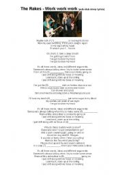 English Worksheet: Song - Work, work, work by The Rakes