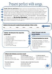 English Worksheet: present perfect with songs