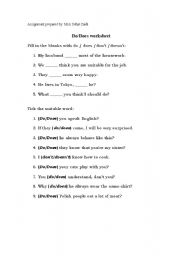 English worksheet: do does has have