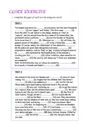 English Worksheet: CLOZE EXERCISE