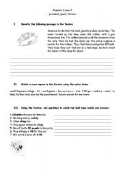 English worksheet: Passive Voice - Present Simple, Past Simple, Future Simple