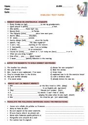 English Worksheet: test paper