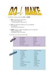 English Worksheet: MAKE and DO