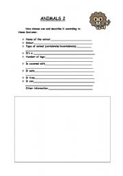 English worksheet: describe the animal