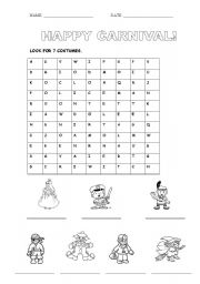 English Worksheet: Happy carnival (word searching)