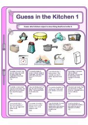 English Worksheet: Guess in the Kitchen 1