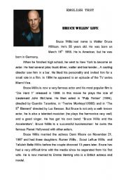 English Worksheet: Bruce Willis  life