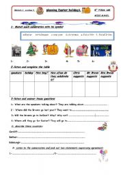 English Worksheet: planning Easter holiday