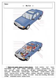 English Worksheet: Parts of The Car