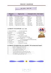 English Worksheet: Past simple.Verb TO BE