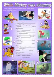 English Worksheet: Past Continuous: While Mickey was sleeping