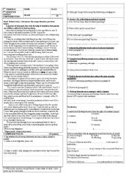 English Worksheet: reading comprehension