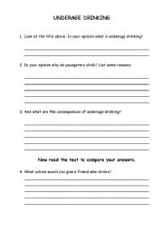 English worksheet: Underage drinkingII