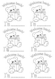 English Worksheet: Welcome back! Cards to give our sts the first day
