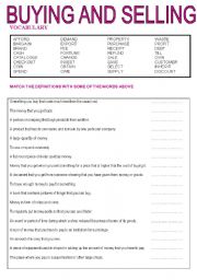 English Worksheet: BUYING AND SELLING (1)