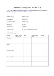 English Worksheet: holidays