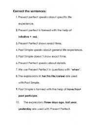 English worksheet: present perfect vs past simple