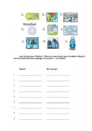 English worksheet: weather