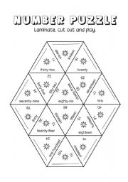 English Worksheet: Number puzzle