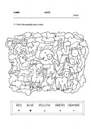 English Worksheet: Find the animals