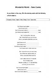 English Worksheet: Song Wonderful World - Sam Cooke 