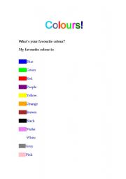 English worksheet: Colours