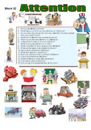 English Worksheet: Attention