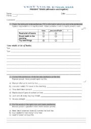 English Worksheet: Simple present tense TEST