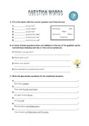 Question Words worksheet