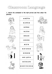 English Worksheet: classroom language