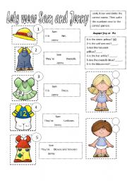 English Worksheet: LETS WEAR SAM AND JENNY