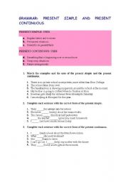 English worksheet: GRAMMAR:PRESENT SIMPLE AND CONTINUOUS