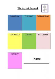 English worksheet: Days of the week