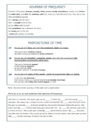 English Worksheet: Adverbs of frequency and prepositions of time