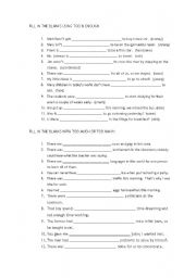 English Worksheet: Too & Enough, Too much & Too many Fill in the Blanks