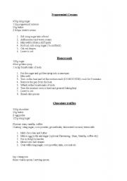 English worksheet: Simple, no bake cooking