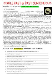 English Worksheet: Simple Past X Past Continuous